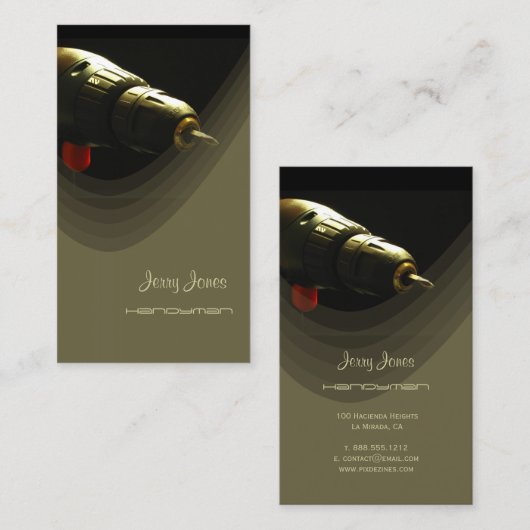 Elektrische boor voor Mr Fix IT/reparirman Visitekaartje (Voorkant / Achterkant)