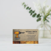 elektrische boormachine | Bouw | houten leder Visitekaartje (Staand voorkant)