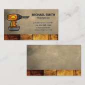 elektrische boormachine | Bouw | houten leder Visitekaartje (Voorkant / Achterkant)