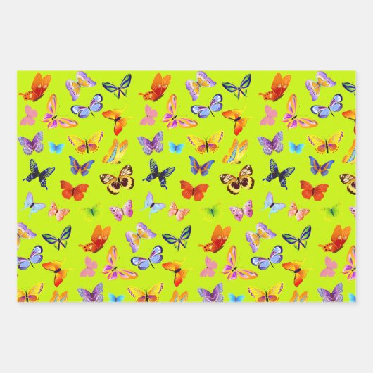 Elektrische Bright Butterfly Wrapping Paper Set (Voorkant)