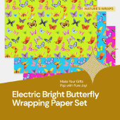 Elektrische Bright Butterfly Wrapping Paper Set