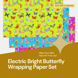 Elektrische Bright Butterfly Wrapping Paper Set