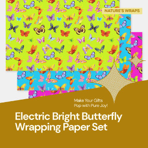Elektrische Bright Butterfly Wrapping Paper Set