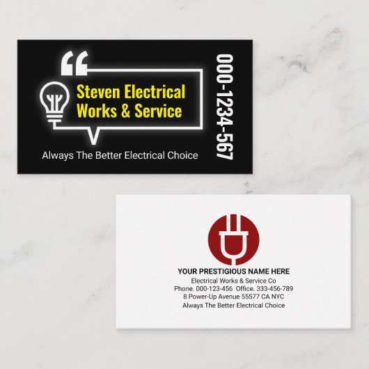 Elektrische Bulb Circuit Bubble Speech Visitekaartje (Voorkant / Achterkant)