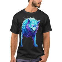 Elektrische Cartoon Wolf T-shirt