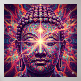 Elektrische Chakra Boeddha - Psychedelische Verlic Poster