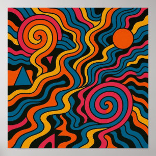 Elektrische  Chaos in Psychedelische Spiral Flow Poster