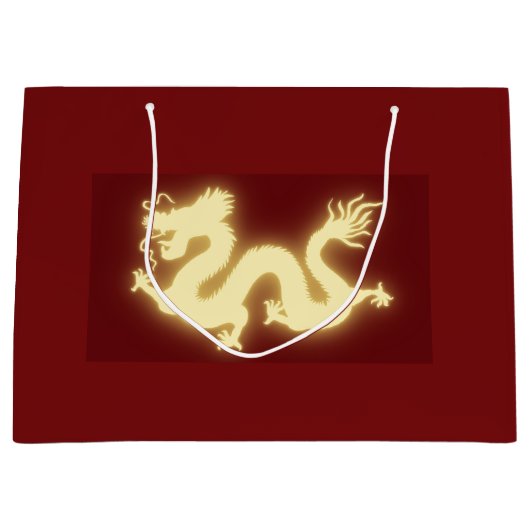 Elektrische Chinese draak Dark Red Gift Bag Large Cadeautasje (Voorkant)