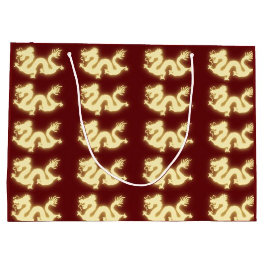 Elektrische Chinese draak Dark Red Gift Bag Large Cadeautasje (Achterkant)