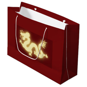 Elektrische Chinese draak Dark Red Gift Bag Large Cadeautasje