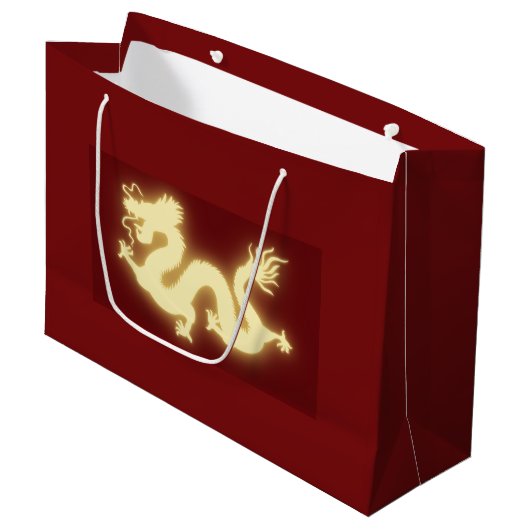 Elektrische Chinese draak Dark Red Gift Bag Large Cadeautasje (Voorkant Gekanteld)