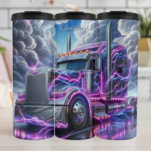 Elektrische Chrome Semi Truck Lightning Strike Thermosbeker