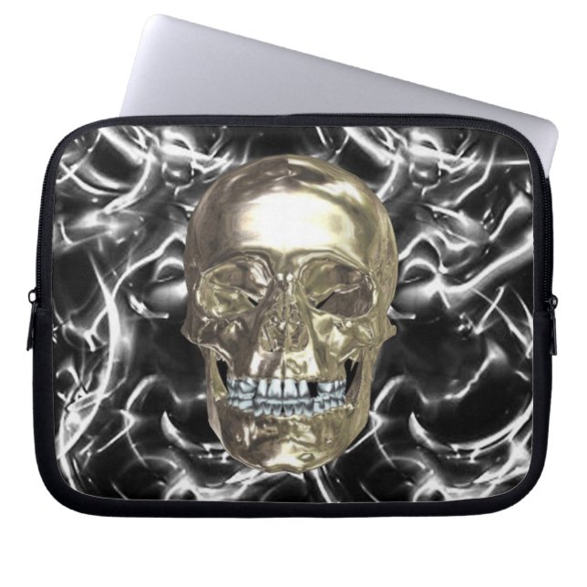Elektrische Chrome Skull Laptop Mouw Sleeve (Voorkant)