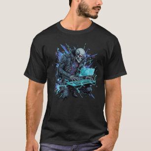 Elektrische Cyberpunk Hacker Skelet Gamer Grafisch T-shirt