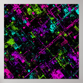 Elektrische Cyberpunk Textuur: Naadloos Neon Signa Poster