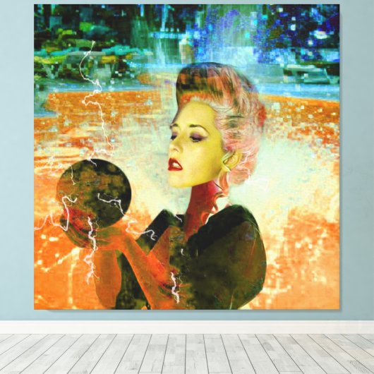 Elektrische cyborg canvas afdruk (Insitu (Houten vloer))