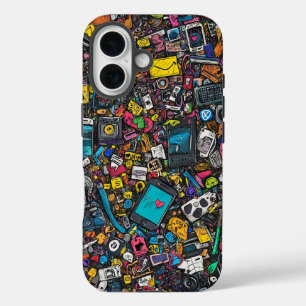 Elektrische Doodle Dump Urban Street Art Phone Cas iPhone 16 Hoesje