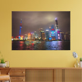 Elektrische dromen - Futuristische Shanghai Skylin Canvas Afdruk (Insitu (Woonkamer))