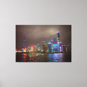 Elektrische dromen - Futuristische Shanghai Skylin Canvas Afdruk