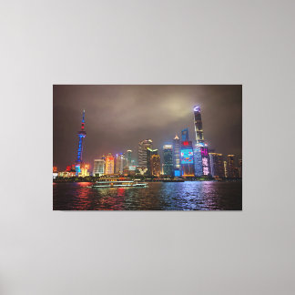 Elektrische dromen - Futuristische Shanghai Skylin Canvas Afdruk