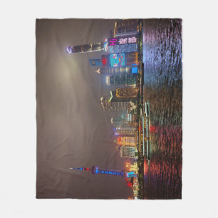 Elektrische dromen - Futuristische Shanghai Skylin Fleece Deken