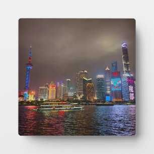 Elektrische dromen - Futuristische Shanghai Skylin Fotoplaat