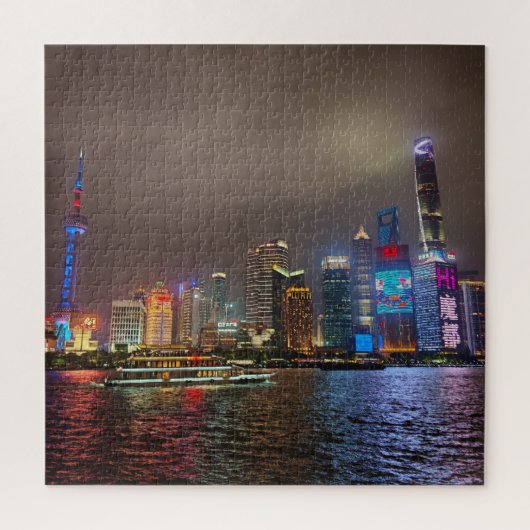 Elektrische dromen - Futuristische Shanghai Skylin Legpuzzel (Verticaal)