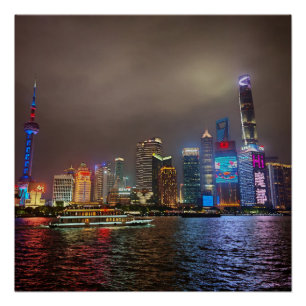Elektrische dromen - Futuristische Shanghai Skylin Perfect Poster