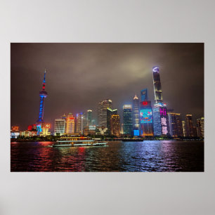 Elektrische dromen - Futuristische Shanghai Skylin Poster