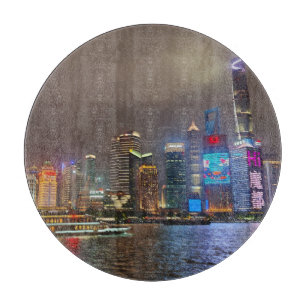 Elektrische dromen - Futuristische Shanghai Skylin Snijplank