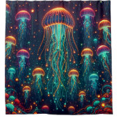 Elektrische elegantie: Aquatic Radiance Douchegordijn (Voorkant)