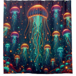 Elektrische elegantie: Aquatic Radiance Douchegordijn