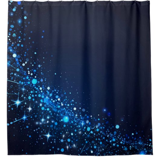 Elektrische Elegantie: Neon Blue schittert Badkame Douchegordijn (Voorkant)