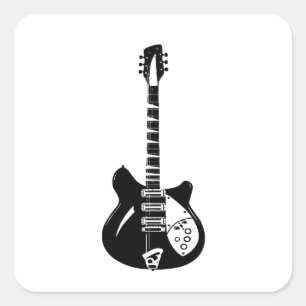Elektrische en akoestische gitaar, met rots en rol vierkante sticker