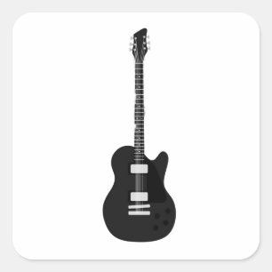 Elektrische en akoestische gitaar, met rots en rol vierkante sticker