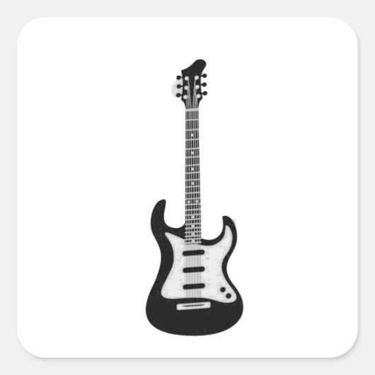 Elektrische en akoestische gitaar, met rots en rol vierkante sticker (Voorkant)
