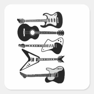 Elektrische en akoestische gitaar, met rots en rol vierkante sticker