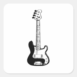 Elektrische en akoestische gitaar, met rots en rol vierkante sticker