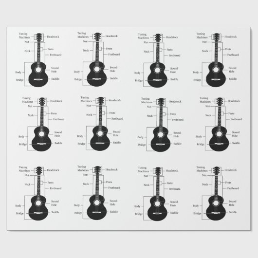 Elektrische en akoestische gitaren cadeaupapier (Vlak)