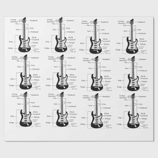 Elektrische en akoestische gitaren cadeaupapier (Vlak)