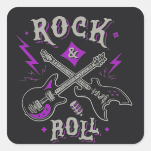 Elektrische en akoestische gitartrips voor rots en vierkante sticker