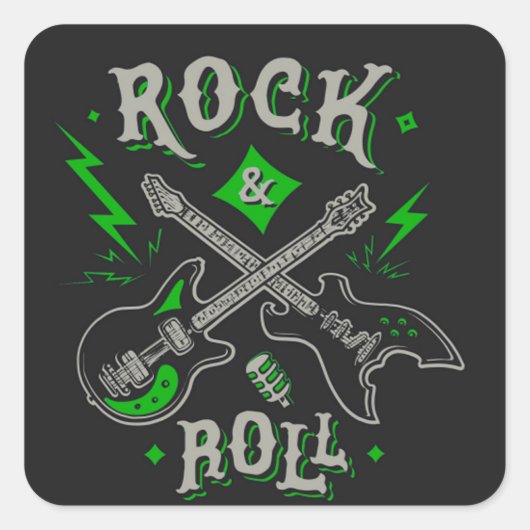 Elektrische en akoestische gitartrips voor rots en vierkante sticker (Voorkant)