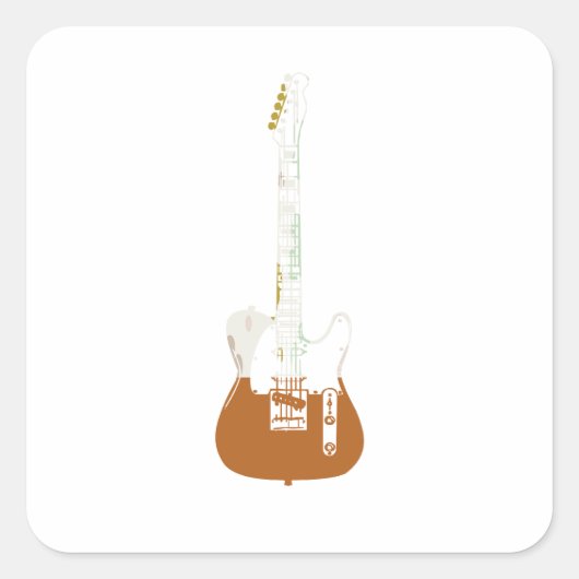 Elektrische en akoestische gitartrips voor rots en vierkante sticker (Voorkant)