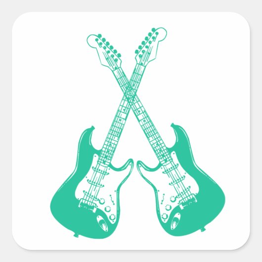 Elektrische en akoestische gitartrips voor rots en vierkante sticker (Voorkant)