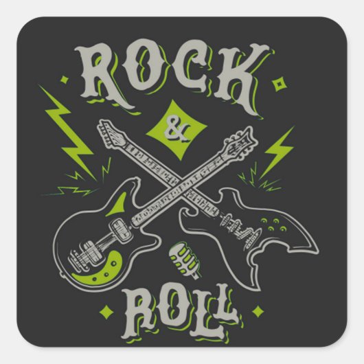 Elektrische en akoestische gitartrips voor rots en vierkante sticker (Voorkant)