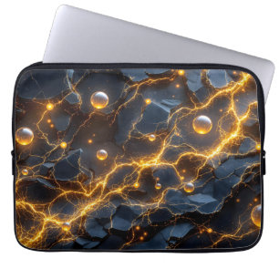 Elektrische energie Abstract met Golden Lightning Laptop Sleeve