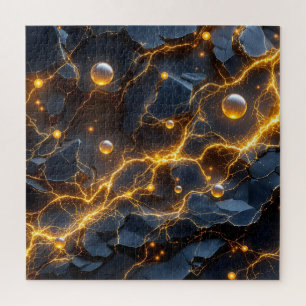 Elektrische energie Abstract met Golden Lightning Legpuzzel