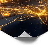 Elektrische energie Abstract met Golden Lightning Poster (Hoek)