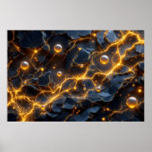 Elektrische energie Abstract met Golden Lightning Poster (Voorkant)