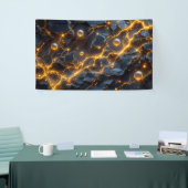 Elektrische energie Abstract met Golden Lightning Spandoek (Beurs)